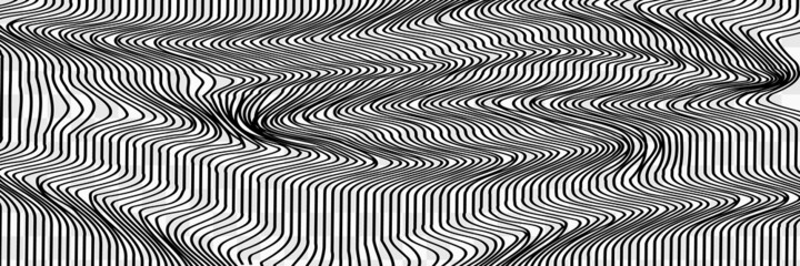 Abstract black and white wavy stripes background.