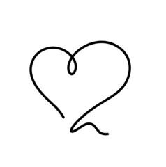 Abstract heart as continuous line drawing on white background. Vector