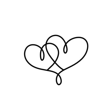 Abstract heart as continuous line drawing on white background. Vector