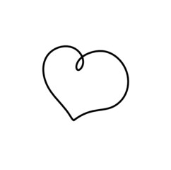 Abstract heart as continuous line drawing on white background. Vector