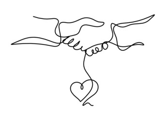 Obraz premium Abstract handshake as line drawing on white background. Vector