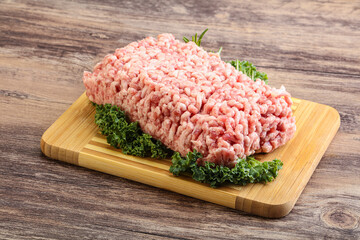 Raw pork minced meat for cooking
