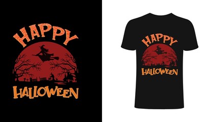 Happy Halloween t-shirt design. Halloween retro t shirt design. Horror t shirt  designs, Retro Halloween t shirts, Print for posters, clothes, advertising.Happy Halloween.