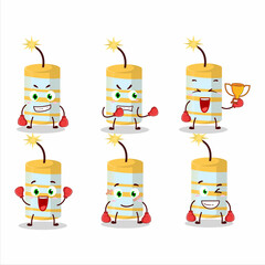 A sporty yellow firecracker boxing athlete cartoon mascot design