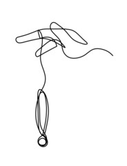 Abstract hand control as line drawing on white background