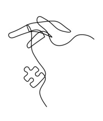 Abstract hand control as line drawing on white background