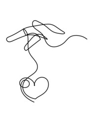 Abstract hand control as line drawing on white background