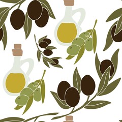 Olive set seamless pattern