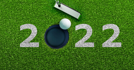 Golfball beim Putten 2022