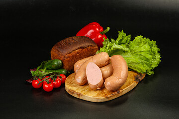 Natural meat sausages with minced meat