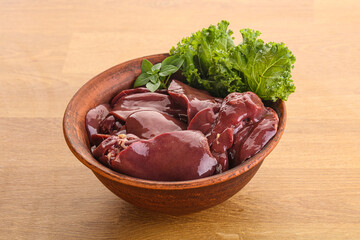 Raw chicken liver in the bowl