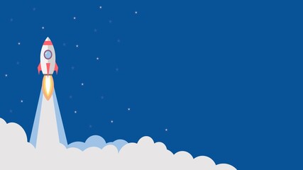 Rocket launch 3D illustration concept. Business and  Motivation concept