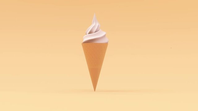 Animation ice cream cone swirling in the air
