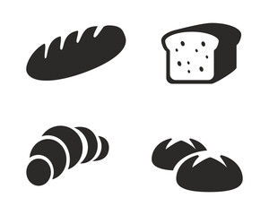 Set of bread icon in glyph style isolated on white background