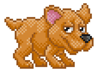 Fototapeta premium Pet Dog Pixel Art Retro Video Game Animal Cartoon