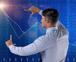 Man in stock exchange trading concept