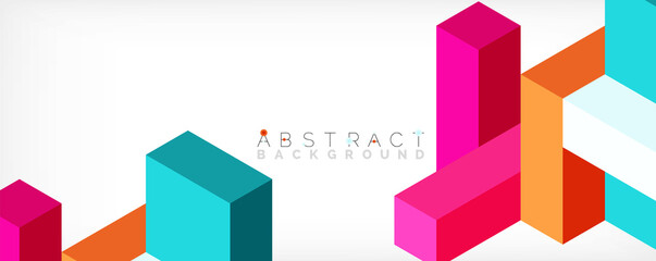 Fototapeta premium Abstract background. 3d cubes, cubic elements and blocks. Techno or business concept for wallpaper, banner, background, landing page