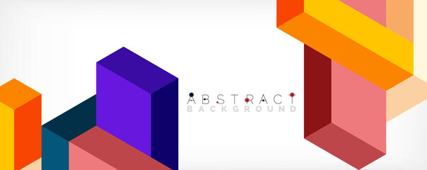 Fototapeta premium Abstract background. 3d cubes, cubic elements and blocks. Techno or business concept for wallpaper, banner, background, landing page