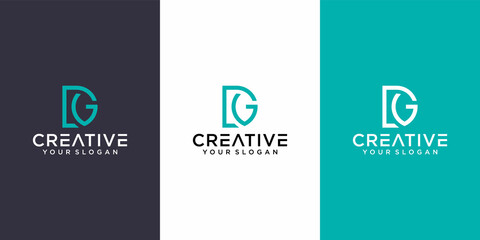 letter DG D G minimalist logo design template