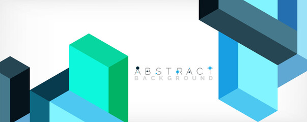Abstract background. 3d cubes, cubic elements and blocks. Techno or business concept for wallpaper, banner, background, landing page