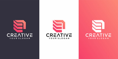 Initial letters E logo template design shape. Logo icon design template elements. Monogram. Linear logo. Simple vector sign illustration in a modern style.