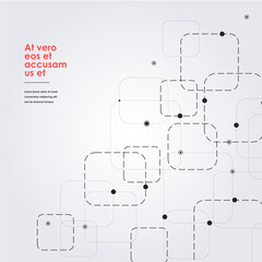 Vector simple technological background. Business computer network concepts backdrop. Modern connection concept with lines and squares and dots