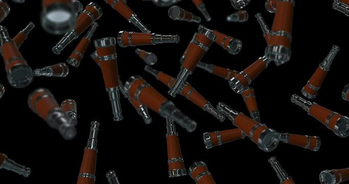 Silver Spy glass monocular falling slow motion - observation concept