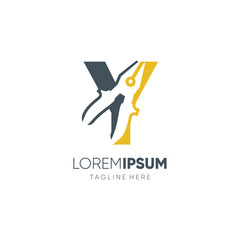 Letter Y Pliers Logo Design Vector Icon Graphic Emblem Illustration Background Template