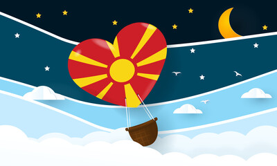 Heart air balloon with Flag of North Macedonia for independence day or something similar
