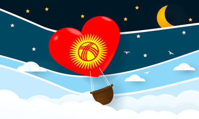 Heart air balloon with Flag of Kyrgyzstan for independence day or something similar
