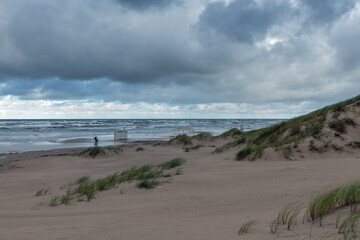 Fototapeta na wymiar Stormy day by Baltic sea, Liepaja, Latvia.
