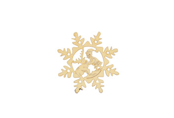 Wooden Christmas decoration isolated on a white background.