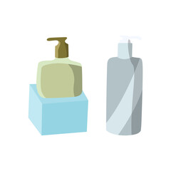 shampoo and liquid soap, in soft colors vector design illustration.