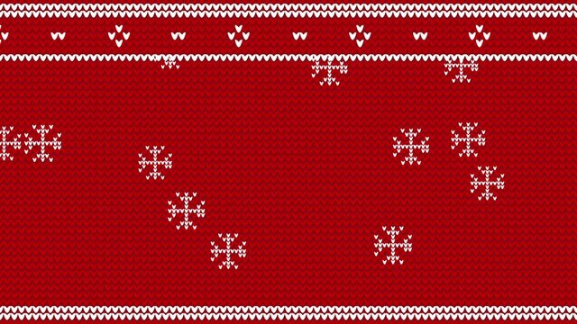 Animated knitted ornament. Christmas tree and snowflakes with knitted patterns