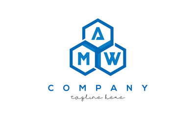 AMW three letters creative polygon hexagon logo