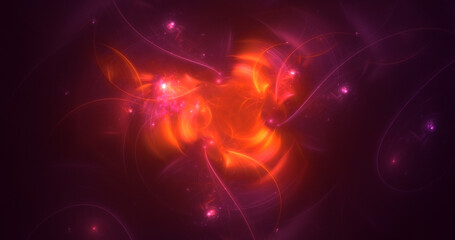 3D rendering abstract red fractal light background