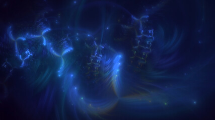 3D rendering abstract blue fractal light background
