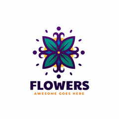 Vector Logo Illustration Flower Simple Mascot Style.