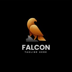 Vector Logo Illustration Falcon Gradient Colorful Style.