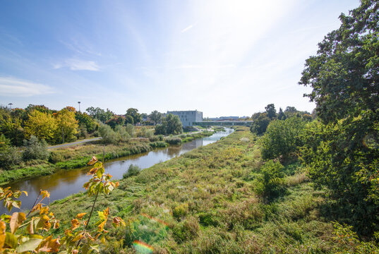 The Cybina River, near the Museum of History of Poznan and Ostrow Tumski Island, Poland.