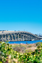 Florida interstate road bridge along the sea.