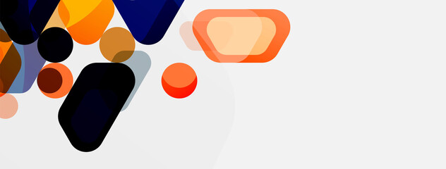 Color bubbles and rounded geometric shapes on white. Vector geometric minimal abstract background for wallpaper, banner, background, landing page