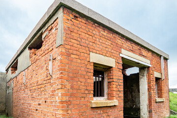 The ruins of Lenan Head fort at the north coast of County Donegal, Ireland.