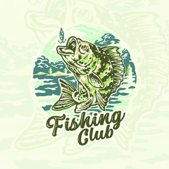 illustration of a lake large mouth bass fish