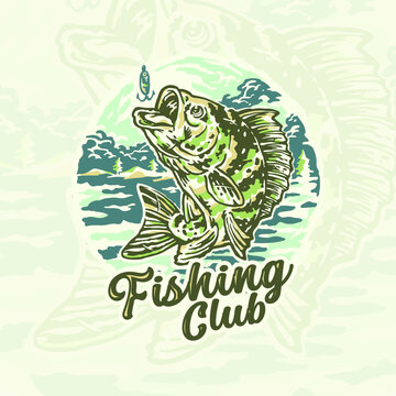 illustration of a lake large mouth bass fish