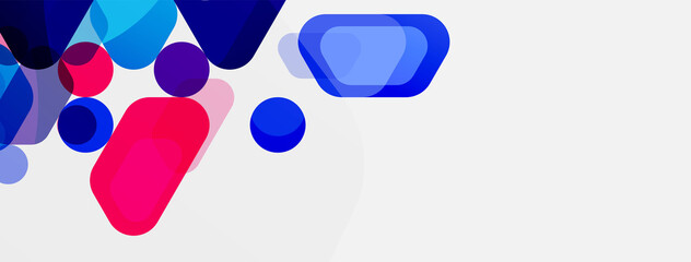 Color bubbles and rounded geometric shapes on white. Vector geometric minimal abstract background for wallpaper, banner, background, landing page