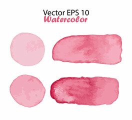Vector Watercolor Stripes and Blots Illustration isolated on white background. Pink Color Brush Stripe and Dot