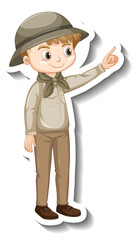 A sticker template of boy cartoon character