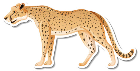 A sticker template of leopard cartoon character