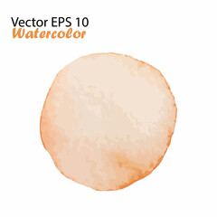 Vector Watercolor Brush Stroke Splash Circle. Handmade design element in orange color. Hand Painted watercolour Dot